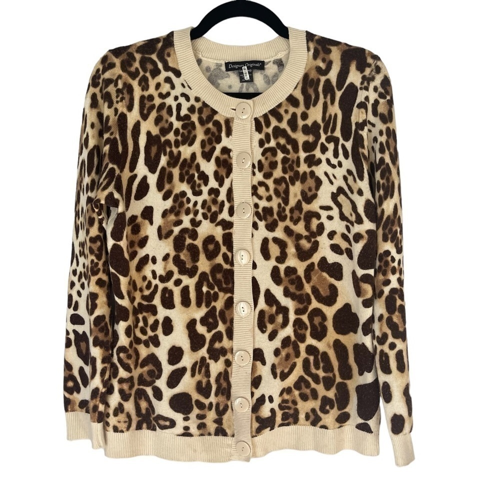 Designers Original Luxelon Leopard Acrylic Cardigan